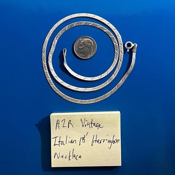 AZR Vintage Italian Sterling Silver Herringbone Necklace - Picture 13 of 13